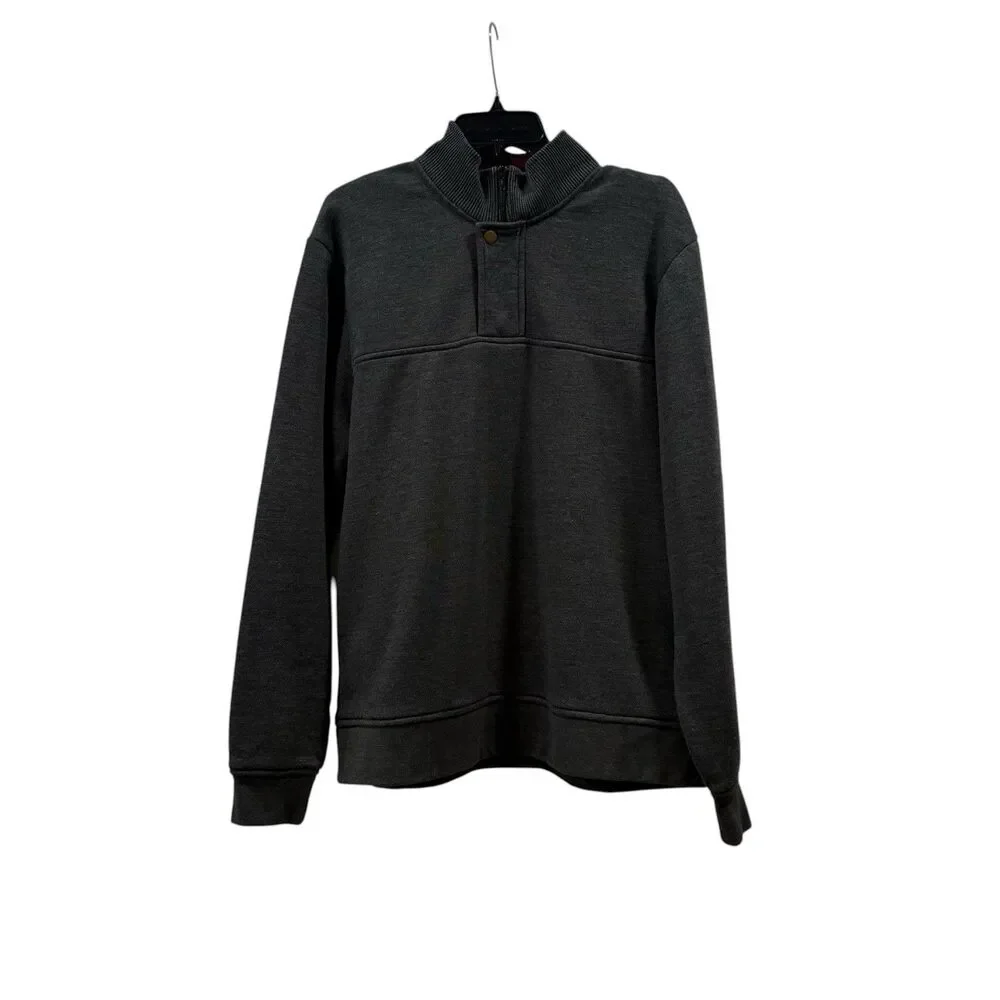 Orvis Sweatshirt Mens L Gray Fleece 1/4 Zip Mock Neck Pullover Casual Outdoor